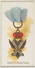 Order of St. Andrew, Russia, from the World's Decorations series (N30) for Allen & Ginter Cigarettes, 1890.