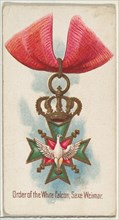 Order of the White Falcon, Saxe Weimar, from the World's Decorations series (N30) for Allen & Ginter Cigarettes, 1890.