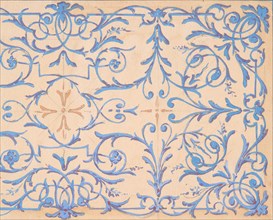 Partial design for a decorative panel painted in rinceaux, 19th century.