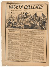 Page from the periodical 'Gaceta Callejera' relating to the continuation of anti-re-election riots, 1892.