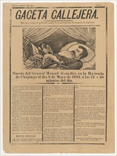 Page from the periodical 'Gaceta Callejera' relating to the death of General González in Chapingo on 8 May 1893, 1893.