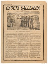 Page from the periodical 'Gaceta Callejera' relating to the execution by firing squad of Luciano Islas in the patio on the prison at Belen, 1892.