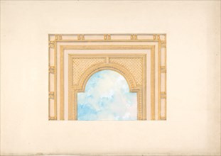 Partial design for a decorated ceiling painted with clouds, 1830-97.