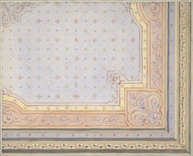 Partial design for the painted decoration of a ceiling, 1830-97.