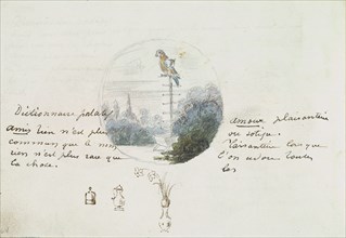 Roundel with Bird in a Landscape and Small Sketches, ca. 1785-90.