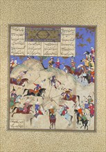 Siyavush Plays Polo before Afrasiyab, Folio 180v from the Shahnama (Book of Kings) of Shah Tahmasp, ca. 1525-30.