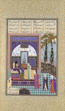 Siyavush Stands Accused by Sudaba before Kai Kavus, Folio 163v from the Shahnama (Book of Kings) of Shah Tahmasp, ca. 1530-35.