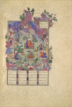 The Feast of Sada, Folio 22v from the Shahnama (Book of Kings) of Shah Tahmasp, ca. 1525.