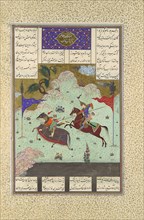 The Fifth Joust of the Rooks: Ruhham Versus Barman, Folio 342v from the Shahnama (Book of Kings) of Shah Tahmasp, 1525-30.