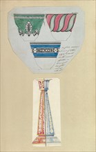 Three Designs for Decorated Cups and Two Designs for a Candlestick, 1845-55.