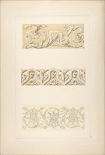 Three designs for decorative borders, 1830-97.