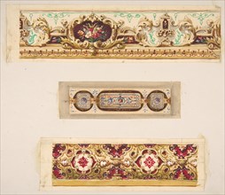 Three designs for painted borders to decorate a room, 19th century.
