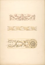 Three ornamental motifs in rococo style, 1889.