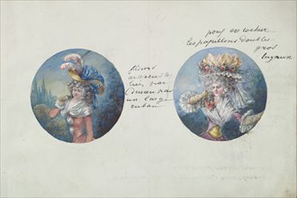 Two Costume Designs or Portrait Types, ca. 1785-90.