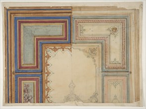 Two alternative designs for the painted decoration of a ceiling, 1830-97.