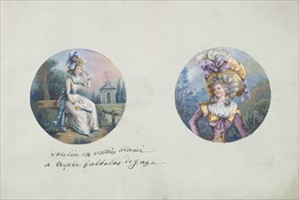 Two Costume Designs or Portrait Types, ca. 1785-90.