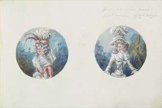 Two Costume Designs or Portrait Types, ca. 1785-90.