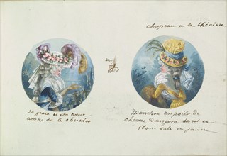 Two Costume Designs or Portrait Types, ca. 1785-90.
