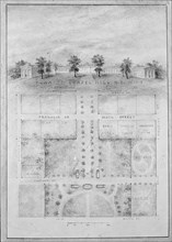 University of North Carolina, Chapel Hill (distant perspective and plan of grounds), 1850-58.