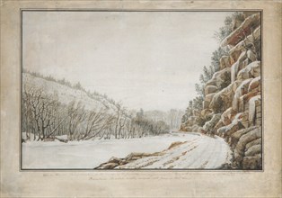 View on the New Turnpike Road, on the Margin of the Juniata, with a Distant View of the Warrior Mountain, 1820.