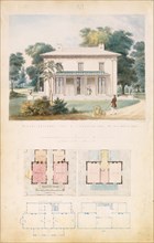 Villa for David Codwise, near New Rochelle, NY (project; elevation and four plans), 1835.