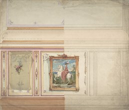 Wall Design including an Equestrienne Portrait, 19th century.
