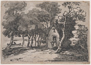 Wooded Scene With Figures at the Door of a Cottage, 1783-88.