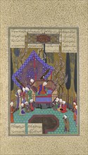 Zal Consults the Magi, Folio 73v from the Shahnama (Book of Kings) of Shah Tahmasp, ca. 1530-35.