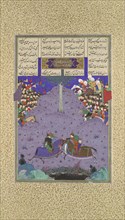 Zal Slays Khazarvan, Folio 104r from the Shahnama (Book of Kings) of Shah Tahmasp, ca. 1525-30.