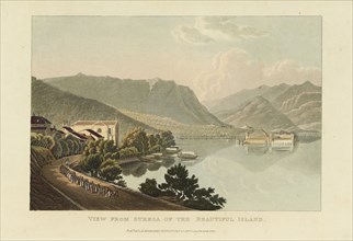 View from Stresa of the Beautiful Island (Isola Bella, Lago Maggiore), before 1820.