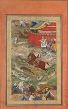 Hamid Bhakari Punished by Akbar, Folio from an Akbarnama, ca. 1604.