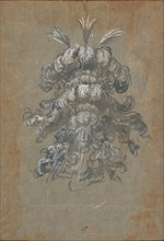 Design for a Lavish Headdress with Feathers on a Helmet (frontal view), ca. 1620-56 .