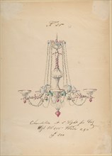 One of Twenty-Three Sheets of Drawings of Glassware (Mirrors, Chandeliers, Goblets, etc.), 1850-80.