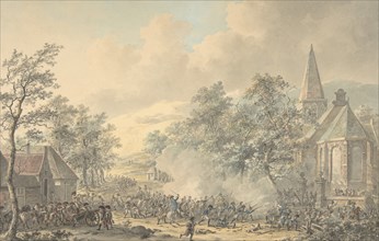 Battle Scene with Church at right, ca. 1790-1800.