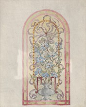 Stained Glass Design with Flowering Vase, late 19th century.