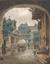 View into the Courtyard of an Inn at Colmar, 1821-77.