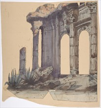 Design for a Stage Set at the Opéra, Paris: Columned Exterior, 1828-90.