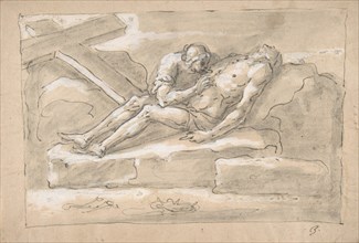 The Dead Christ Mourned by the Magdalen Who Venerates His Side Wound., 1787-1863.