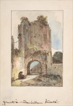 Monk Seated Before a Ruined Gateway, n.d..