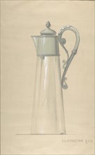 Design for Glass and Silver Water Pitcher, with a Cover, 1820-65.