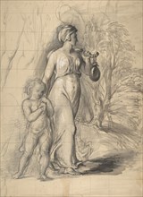 Hagar and Ishmael in the Wilderness (recto); Two Portrait Studies of the Artist's Wife, and a Study of a Leg and Torso (verso), 1829-33.