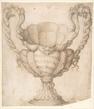 Design for a Decorated Drinking Cup with Floriated Heads around Large Mouth, Intertwined Serpents as Handles, n.d..