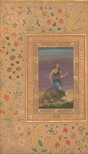 Dervish Leading a Bear, Folio from the Shah Jahan Album, recto: ca. 1630-40; verso: ca. 1530-40.