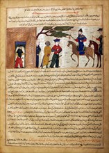 Captured Indian Raja Brought to Sultan Mahmud of Ghazni, Folio from a Majma al-Tavarikh (World Histories), ca. 1425.