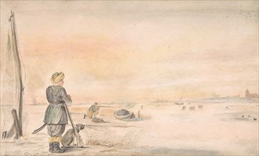 Winter Landscape with a Hunter and his Dog, n.d..
