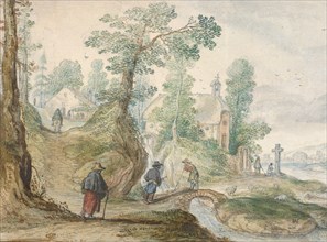 A Wooded River Landscape with a Church and Figures, ca. 1613.
