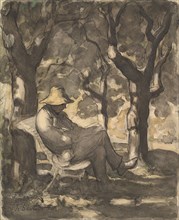 A Man Reading in a Garden (recto); Preliminary sketch for a Man Reading in a Garden (verso), ca. 1865.