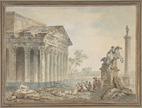 Architectural Capriccio with Roman Monuments and Washerwomen, n.d..