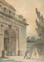 Visitors leaving a prison, 1794-95.