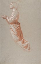 Angel (upper register; study for wall paintings in the Chapel of Saint Remi, Sainte-Clotilde, Paris, 1858), 19th century.